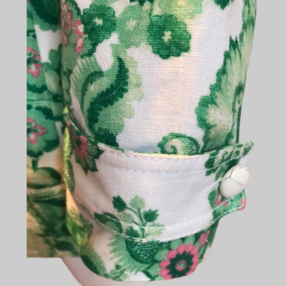 BURBERRY LONDON Women 10 green flower design zipper front jacket - Picture 8 of 15